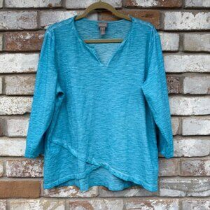Chico’s Aqua Blue Cross Front Shirt